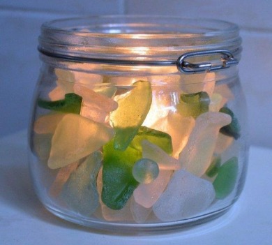 DIY sea glass candle lantern | Sun-Surf Emerald Isle Beach Rentals